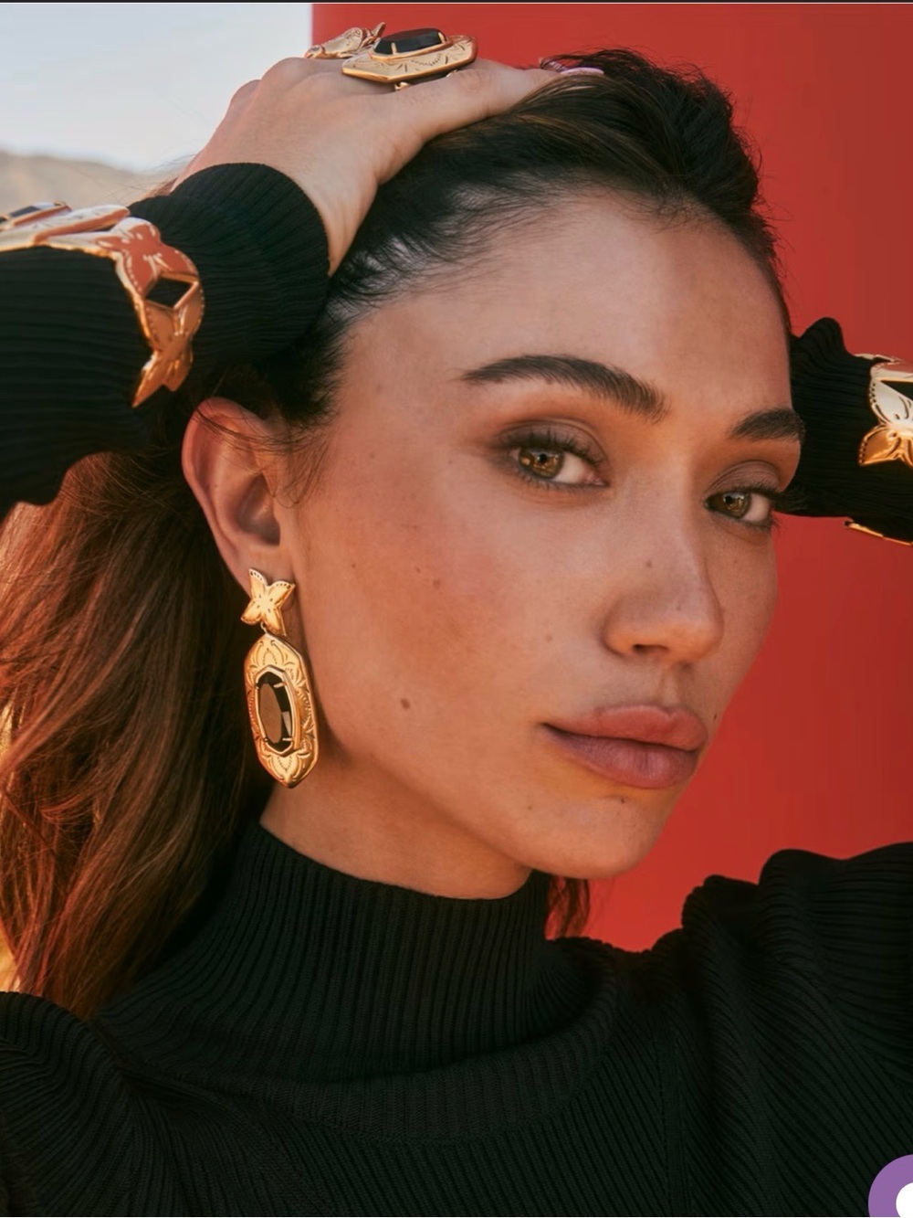 Kendra Scott Keziah Vintage Gold Statement Earrings - Picture 2 of 4